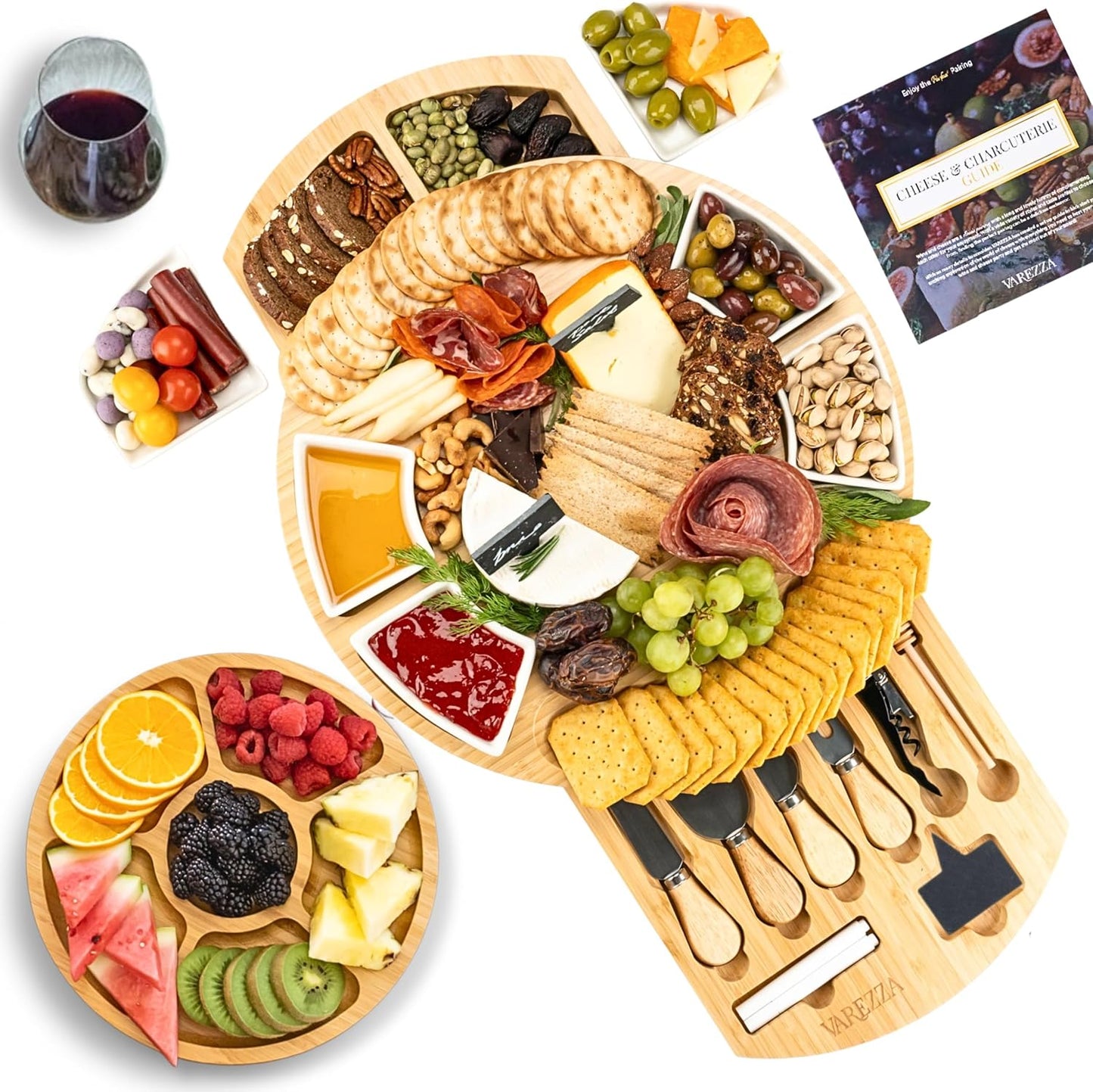Charcuterie Boards Set – Large Bamboo Cheese Board & Platter with Charcuterie Accessories, Housewarming Gifts for New Home, Christmas, Bridal Shower, New House Gift