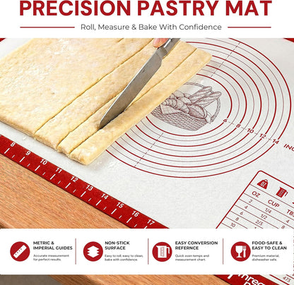 XL Silicone Pastry Mat for Baking Dough Mat, Extra Large 28x20 inches Grey