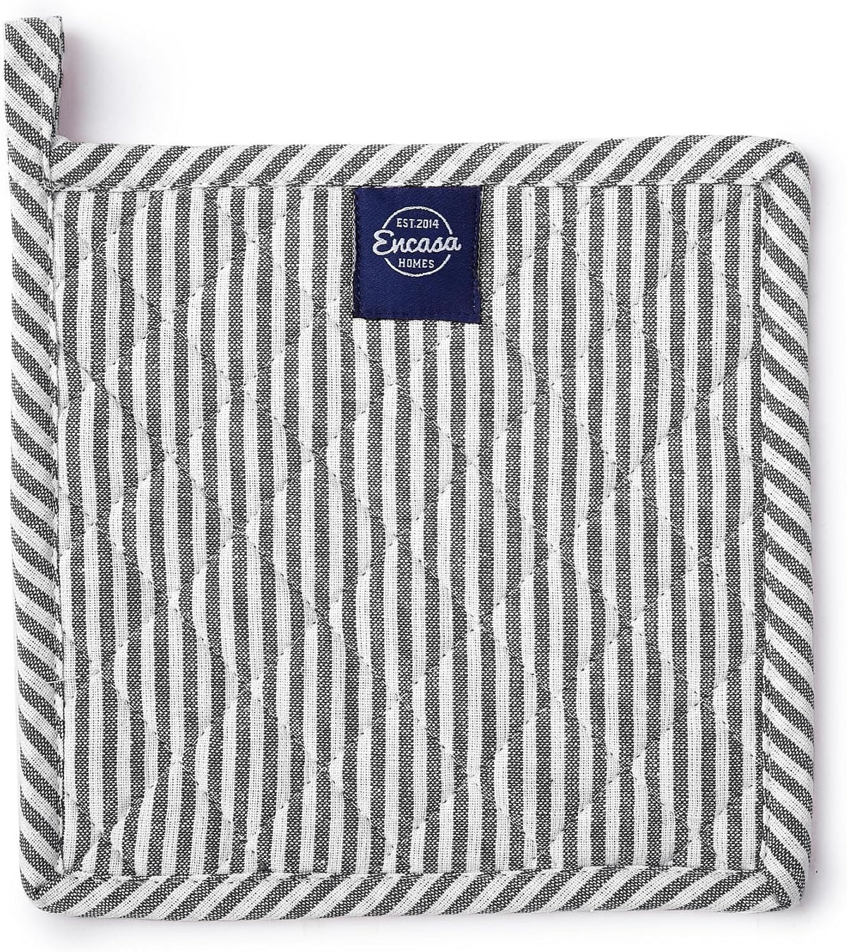Encasa XO Pot Holders, Quilted Kitchen Hot Pads 8"x8" Black