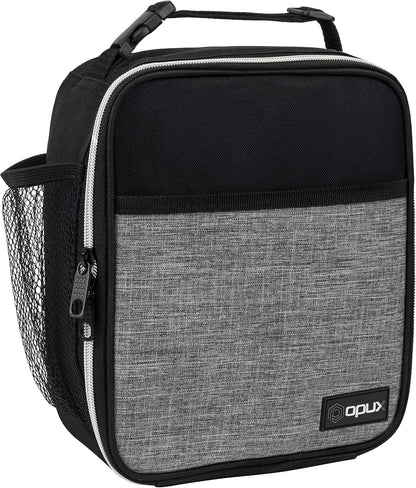 opux Premium Insulated Lunch Box, Soft School Lunch Bag for Kids Boys Girls, Leakproof Small Lunch Pail Men Women Work, Reusable Compact Cooler Tote Lunchbox for Office Adult, Black