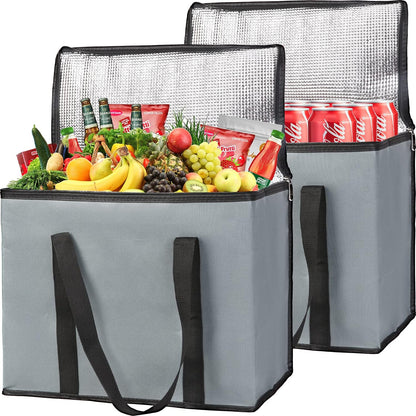 Insulated Food Delivery Bag, XXXL Insulated Reusable Grocery Cooler/Hot Bags, Tote Bag for Shopping/Travel/Doordash, Catering Bag Doordash 22x14x13, Black, 1-Pack