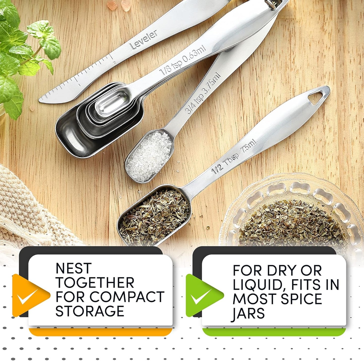 Spring Chef Stainless Steel Measuring Cups and Spoons Set of 14 with Leveler, Nesting Kitchen Metal Measuring Cups and Spoons Set for Dry and Liquid Ingredients, Perfect for Cooking & Baking