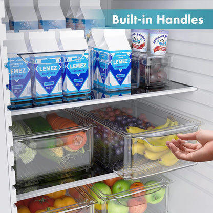 Set Of 7 Stackable Refrigerator Organizer with Lids, Fridge Organization and Storage Clear Containers, BPA-Free Plastic Pantry Bins for Fruits, Vegetable, Food, Drinks