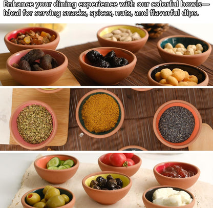 Small Ceramic Bowls Set of 6 | 3 oz Pinch Bowls for Dipping, Cooking Prep, and Charcuterie | Ideal for Snacks, Desserts, Side Dishes, Tapas, Nuts, and Ice Cream | Handmade Serving Dishes (Terracotta)
