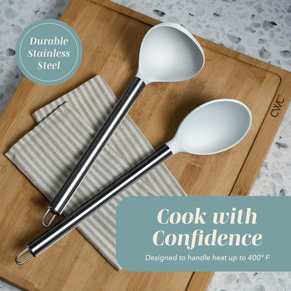 COOK WITH COLOR Silicone Cooking Utensils, Kitchen Utensil Set, Easy to Clean Silicone Kitchen Utensils, Cooking Utensils for Nonstick Cookware, Kitchen Gadgets Set, 38 Piece, Mint