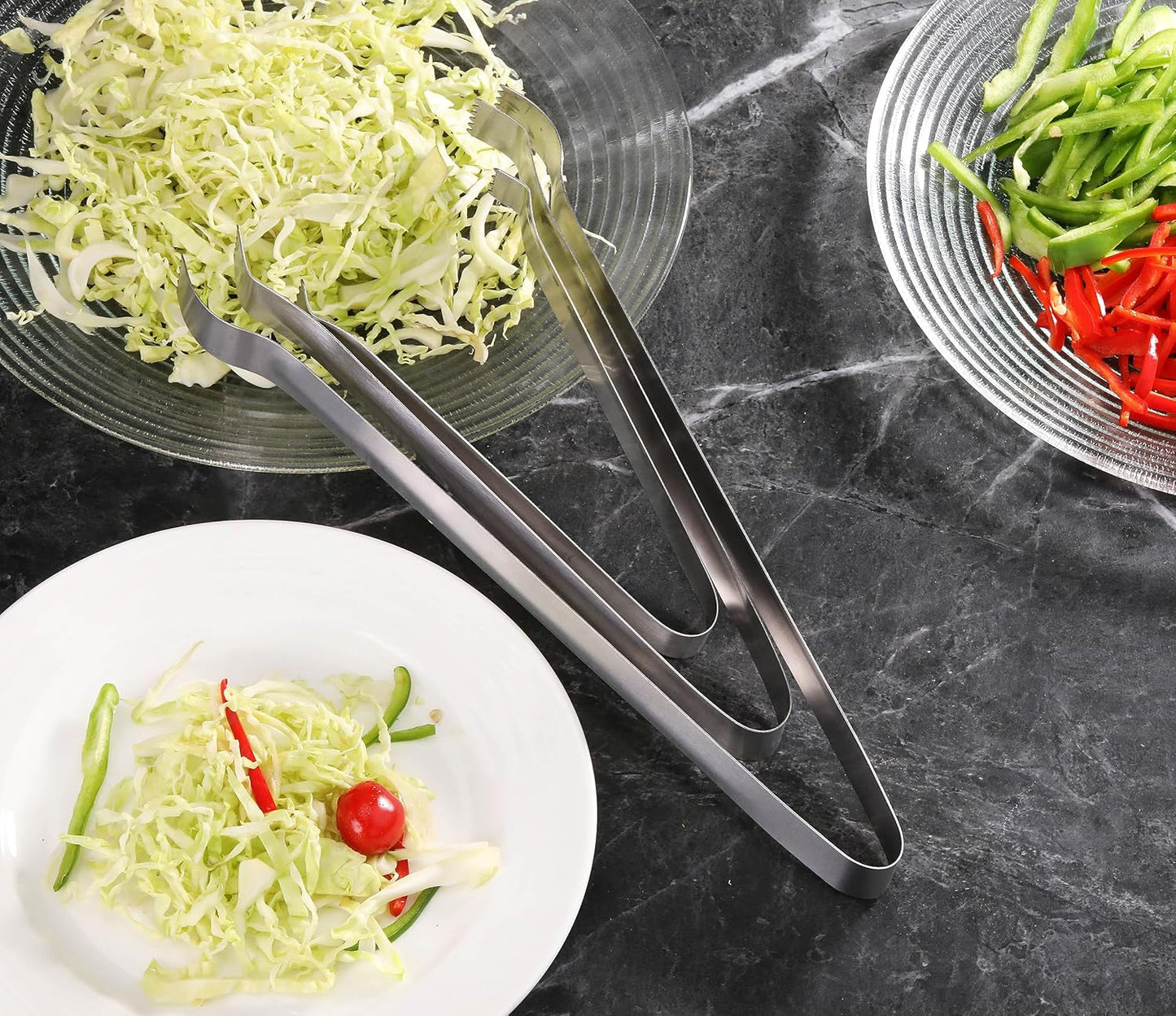 New Star Foodservice Restaurant-Grade Pom Tong, Stainless Steel, 6.5 Inch, Set of 6, Silver