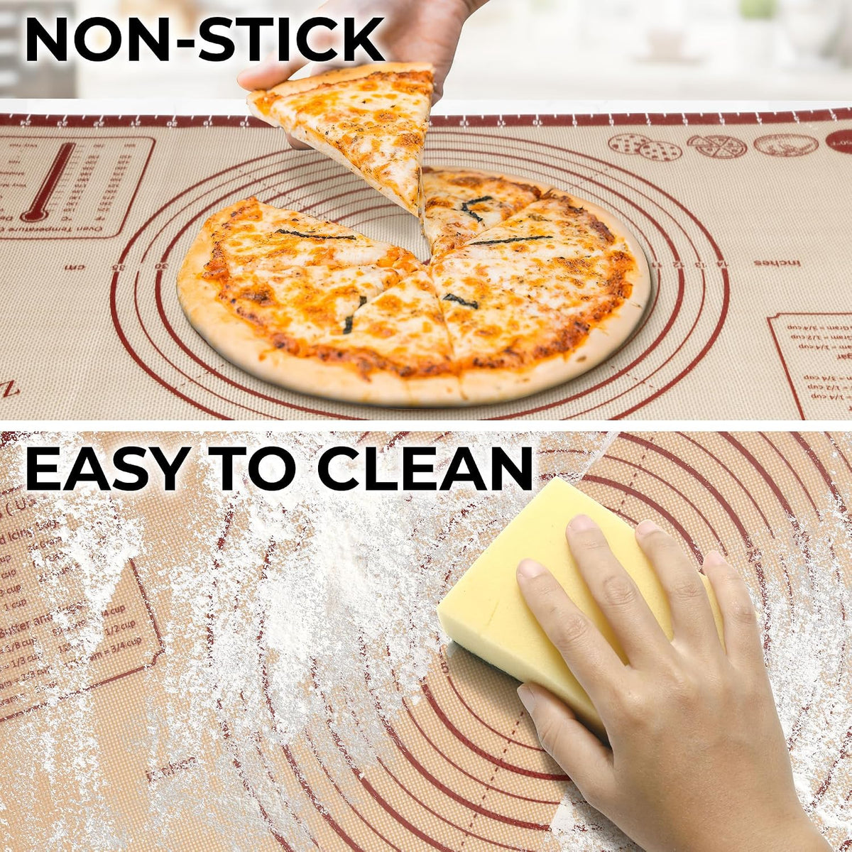 Zulay Kitchen Silicone Baking Mat – 16.5"×11.6" BPA-Free Reusable Baking Sheet, Heat Resistant 480°F – Non-Slip Border, Perfect for Cookies, Bread, Pastries & Oven Use - (Dark Gray)