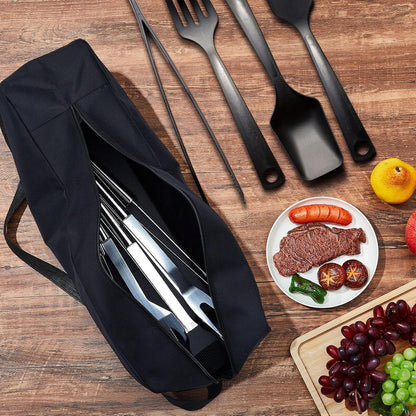 Amylove 1 Pc Grill Tool Storage Bags BBQ Utensil Grilling Bags Oxford Cloth Barbecue Holder Pouch Foldable Hardware Grilling Accessory Grill Storage Bags for Outdoor Camping Picnic Trip, Black