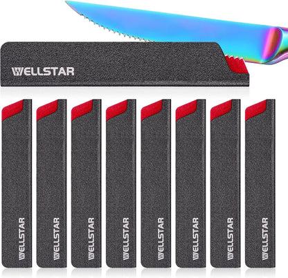 WELLSTAR Knife Edge Guards 8 Inch, Universal Blade Covers, BPA Free ABS Protective Blade Sheaths, Non-Scratch Felt Lining Kitchen Knives Covers (Knives not included)