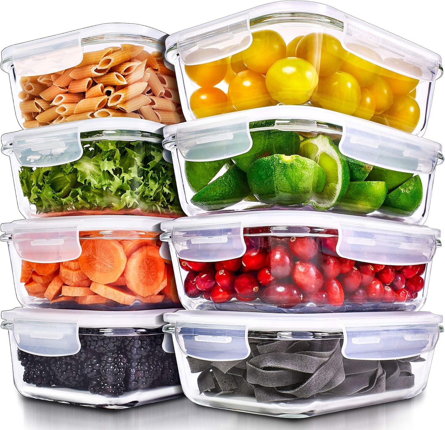 PrepNaturals 5 Pack 30 Oz Glass Meal Prep Containers - Dishwasher Microwave Freezer Oven Safe - Glass Storage Containers with Lids (Multi-Compartment)