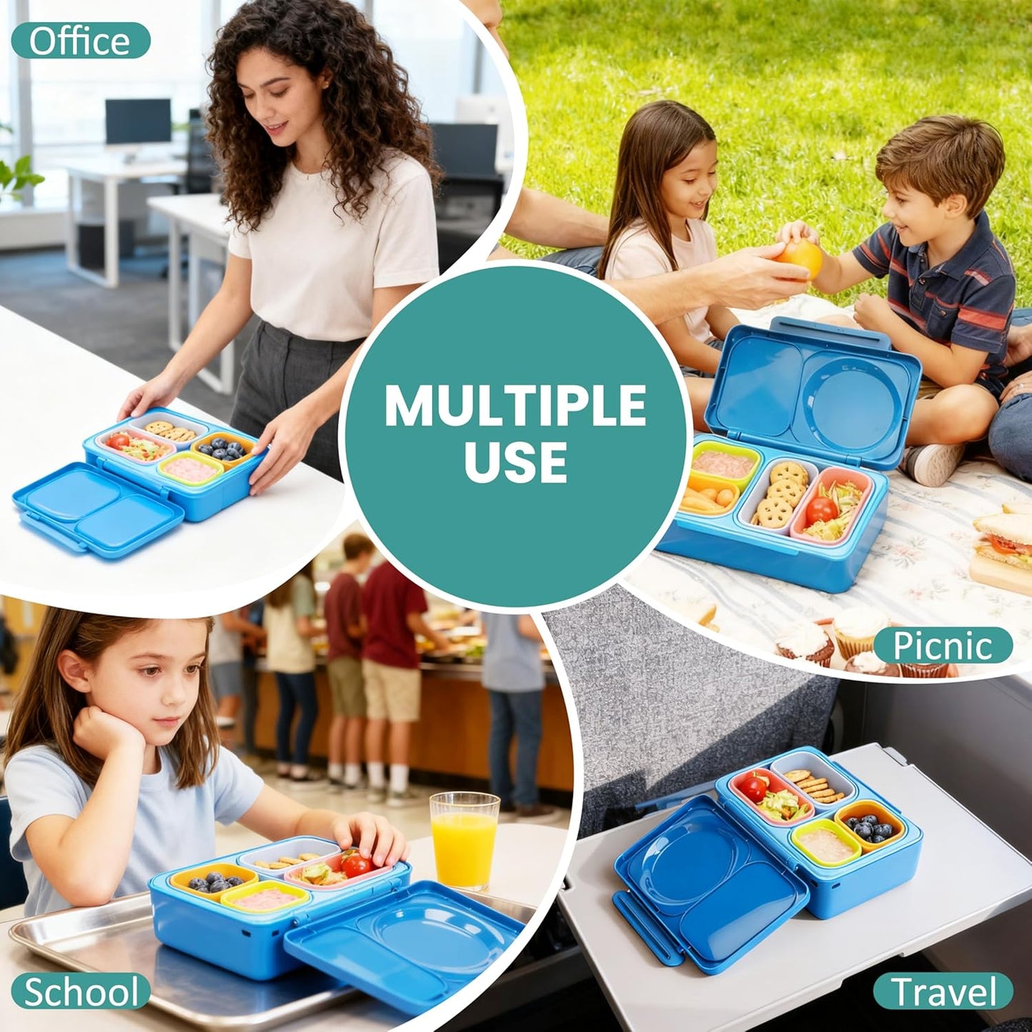 Dip Containers for OmieBox UP bento Box, 4 Pack Leakproof Salad Dressing Container To Go, Condiment Containers with Lids - Food Safe Silicone - 4.5 & 9 ounces