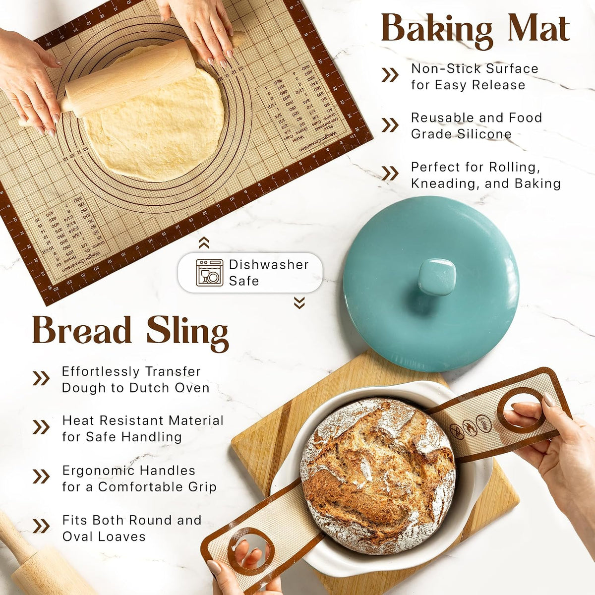 ABIOTO Banneton Baskets with Sourdough Bread Baking Supplies