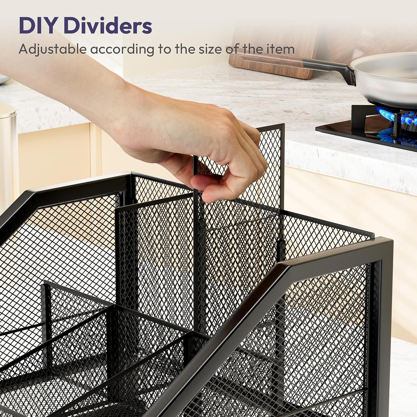 SWTYMIKI Coffee Bar Organizer for Countertop – Space-Saving Kcup Organizer with Tiered Shelves, Countertop Coffee Station for Pods, Sugar, Syrup, Cups, Stirrers, Mesh Condiment Storage