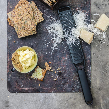 Microplane Kitchen Zester Grater with a Stainless-Steel Blade - Made in USA, for citrus, parmesan, ginger, chocolate & nutmeg from the Black Sheep Series
