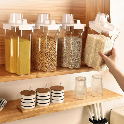 Airtight Food Storage Canisters with Measuring Cup - Ideal for Cereal, Flour & Sugar | Kitchen Pantry Organization Containers, Dry Food Storage (2800ml)