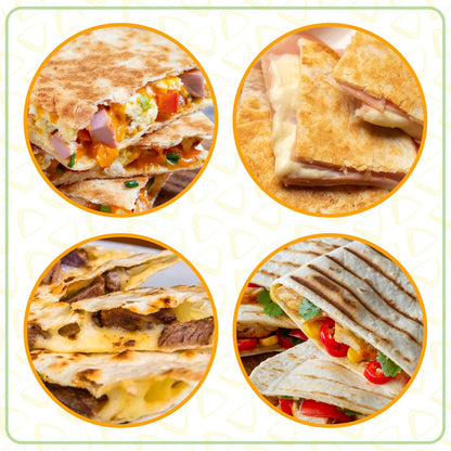 Taco Tuesday Deluxe 8-Inch 6-Wedge Electric Quesadilla Maker with Extra Stuffing Latch, Red
