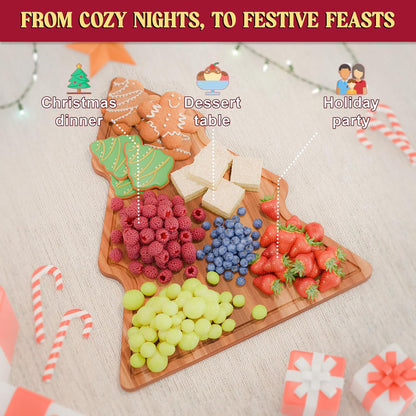 New – Reindeer Charcuterie Board – Acacia Wood Christmas Cutting Board (17x13in) Holiday Serving Tray, Winter Cheese Board, Wooden Christmas Platter & Kitchen Decor Gift for Festive Entertaining