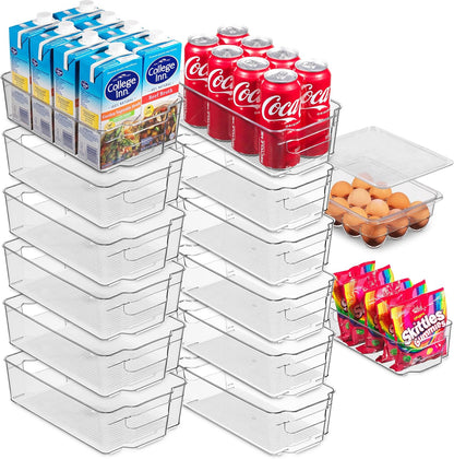 Oizeir 8 Pack Clear Plastic Storage Bins with Handles – Stackable Fridge Organizer Bins for Refrigerator, Freezer, Pantry, Kitchen Cabinet & Cupboard Organization, BPA-Free Acrylic, Transparent
