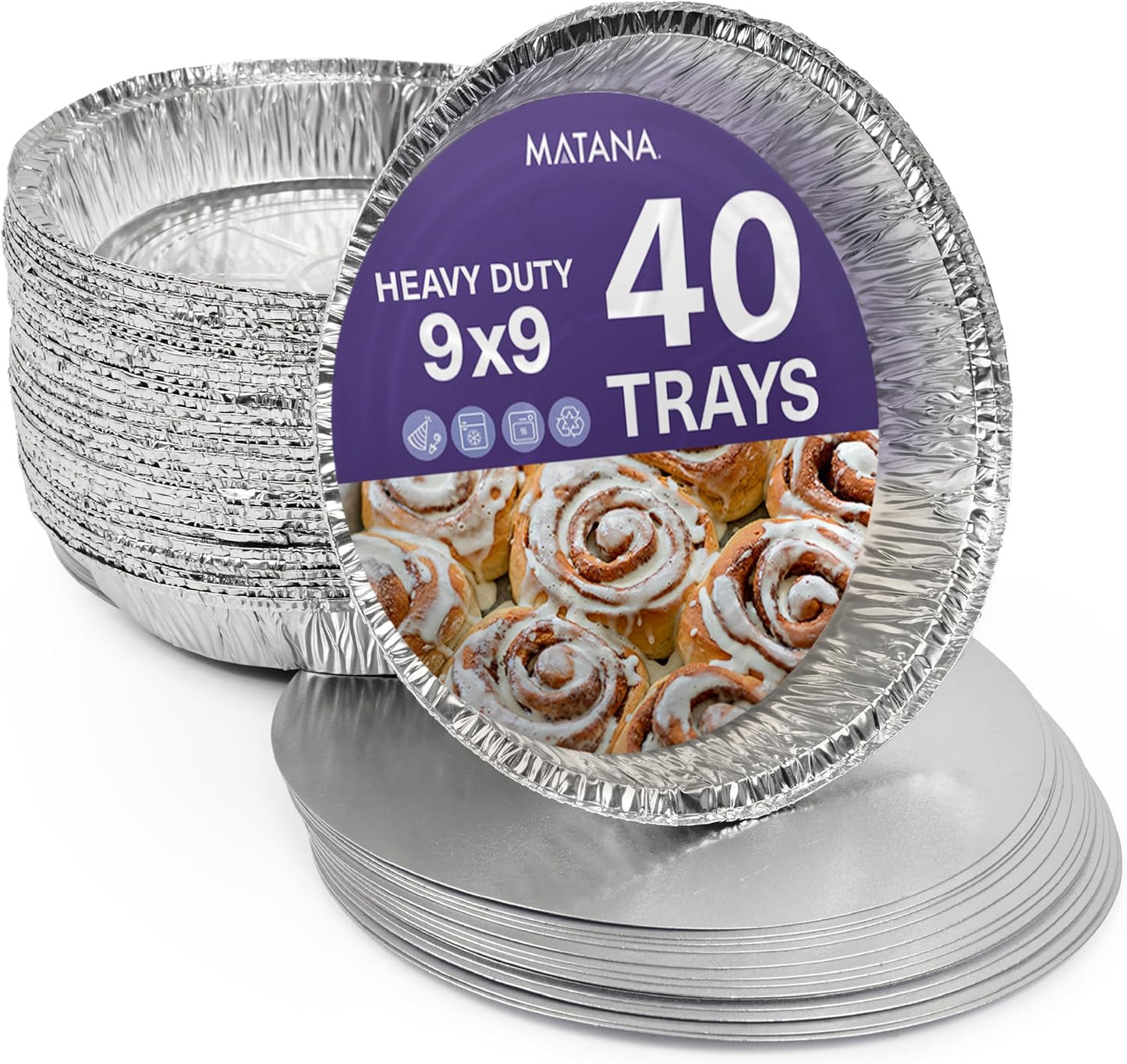 MATANA 25 Pack 10x14 Aluminum Pans, Lasagna Pan Disposable Baking Tin Foil Pan, Half Size Deep Steam Table Pan, Aluminum Tray, Great for Oven Roasting, Chafing, Heating, Serving Food, Parties