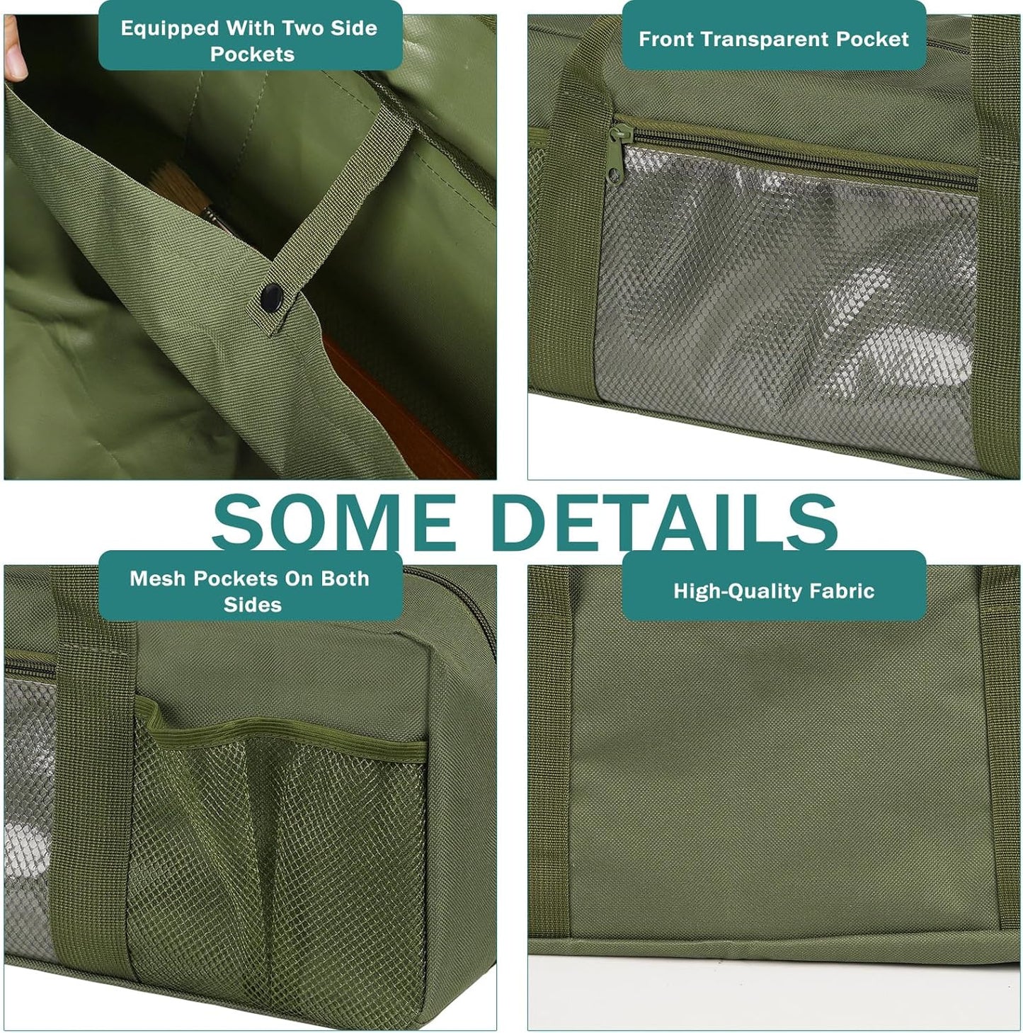 Grill Tool Storage Bag, Large Grill Utensil Storage Caddy with Pockets, BBQ Tools Storage Bag for Outdoor Camping(Brown)