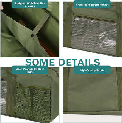 Grill Tool Storage Bag, Large Grill Utensil Storage Caddy with Pockets, BBQ Tools Storage Bag for Outdoor Camping(Brown)