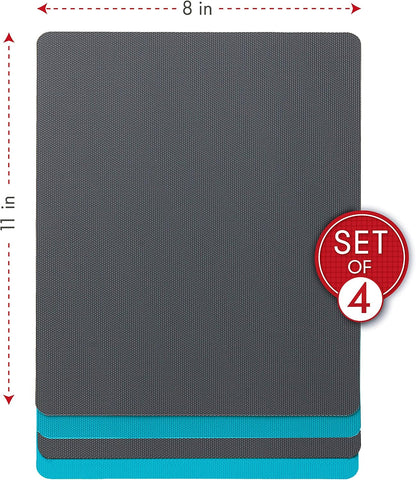 Dexas Heavy Duty Cutting Board Grippmat, Flexible Cutting Boards for Kitchen, Set of 4, Non Slip Plastic Board Cutting Mat 11.5 by 14 Inches Gray, Red, White and Green Set, Kitchen Gadgets