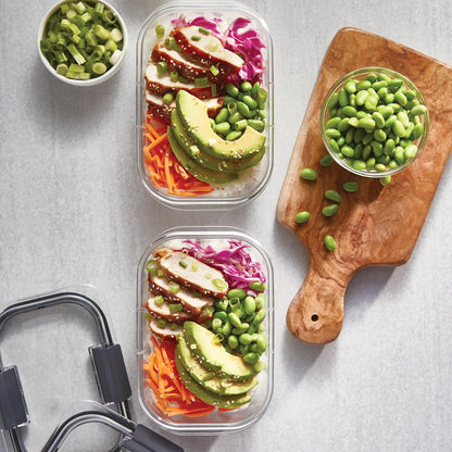 Rubbermaid Brilliance Meal Prep Containers, 2-Compartment Food Storage Containers, 2.85 Cup, 5-Pack, BPA-Free, Clear/Grey