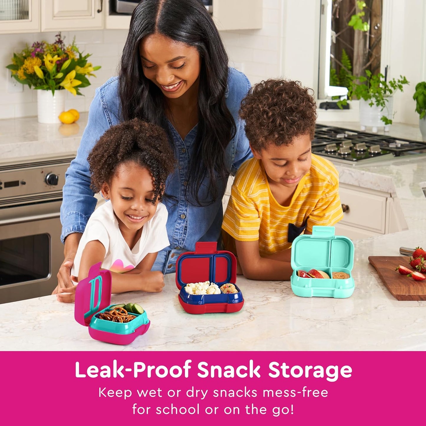 Bentgo Kids Snack - 2 Compartment Leak-Proof Bento Box Container for Snacks and Small Meals, Easy-Open Latch, Dishwasher Safe, BPA-Free for School, Daycare, & Sports - Ideal for Ages 3+ (Gray)