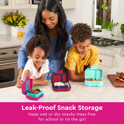 Bentgo Kids Snack - 2 Compartment Leak-Proof Bento Box Container for Snacks and Small Meals, Easy-Open Latch, Dishwasher Safe, BPA-Free for School, Daycare, & Sports - Ideal for Ages 3+ (Gray)