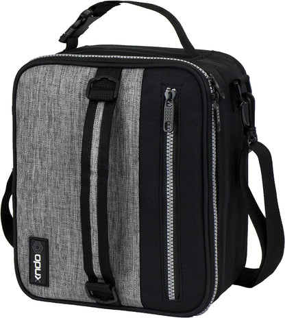opux Insulated Lunch Box for Men Women Adult, Compact Lunch Bag for Kids Boy Girl Teen, Soft Lunch Cooler Bag for Work School, Leakproof Lunchbox Lunch Pail with Clip-on Buckle, Grey Flowers
