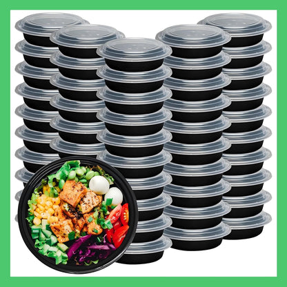 Meal Prep Containers Round [10 Set] x [16 oz] with Lids, 1 compartment, Stackable, Reusable, Leakproof, Food Safe, Microwave, Freezer & Dishwasher Safe for Food Prep Storage (10 Set, 16 oz)
