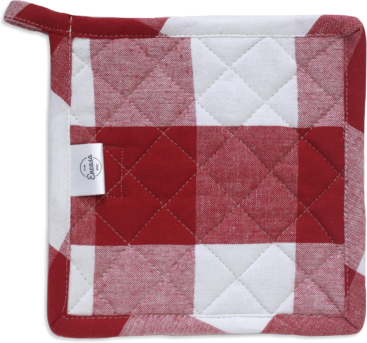 Encasa XO Pot Holders, Quilted Kitchen Hot Pads 8"x8" Black