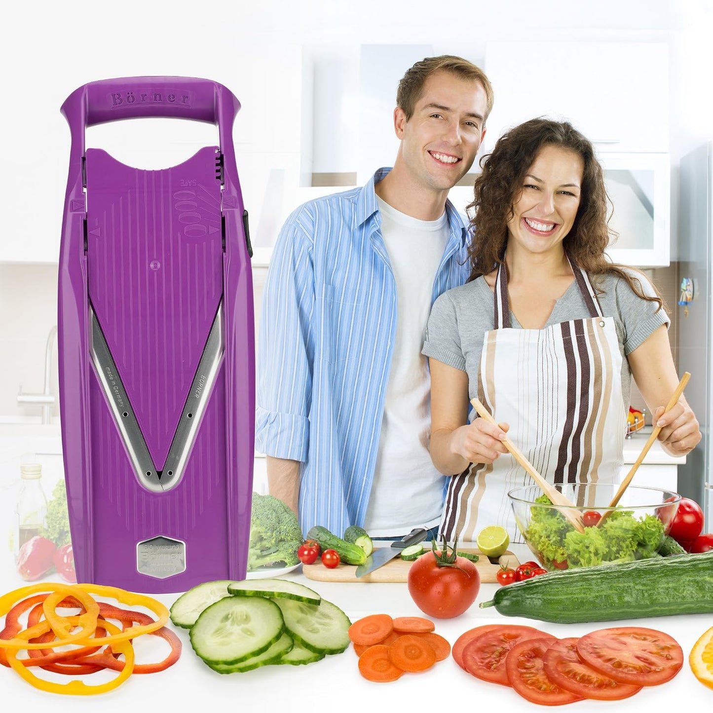 Börner Mandoline Slicer V5 (Basic Set) • Vegetable V-Slicer for Slices in 4 Thickness Settings • Stainless Steel V-Blade • Adjustable Kitchen Slicer for Vegetables & Fruits • Color: Green