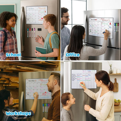 Cinch! Magnetic Calendar Bundle of 3 - Monthly, Weekly, Daily Planning Dry Erase Boards for Fridge - Magnetic Fridge Calendar Whiteboard Set with 6 Fine Tip Markers, Large Eraser, and Magnets