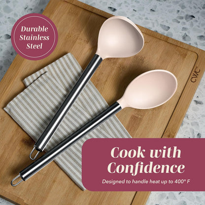 COOK WITH COLOR Silicone Cooking Utensils, Kitchen Utensil Set, Easy to Clean Silicone Kitchen Utensils, Cooking Utensils for Nonstick Cookware, Kitchen Gadgets Set, 38 Piece, Mint