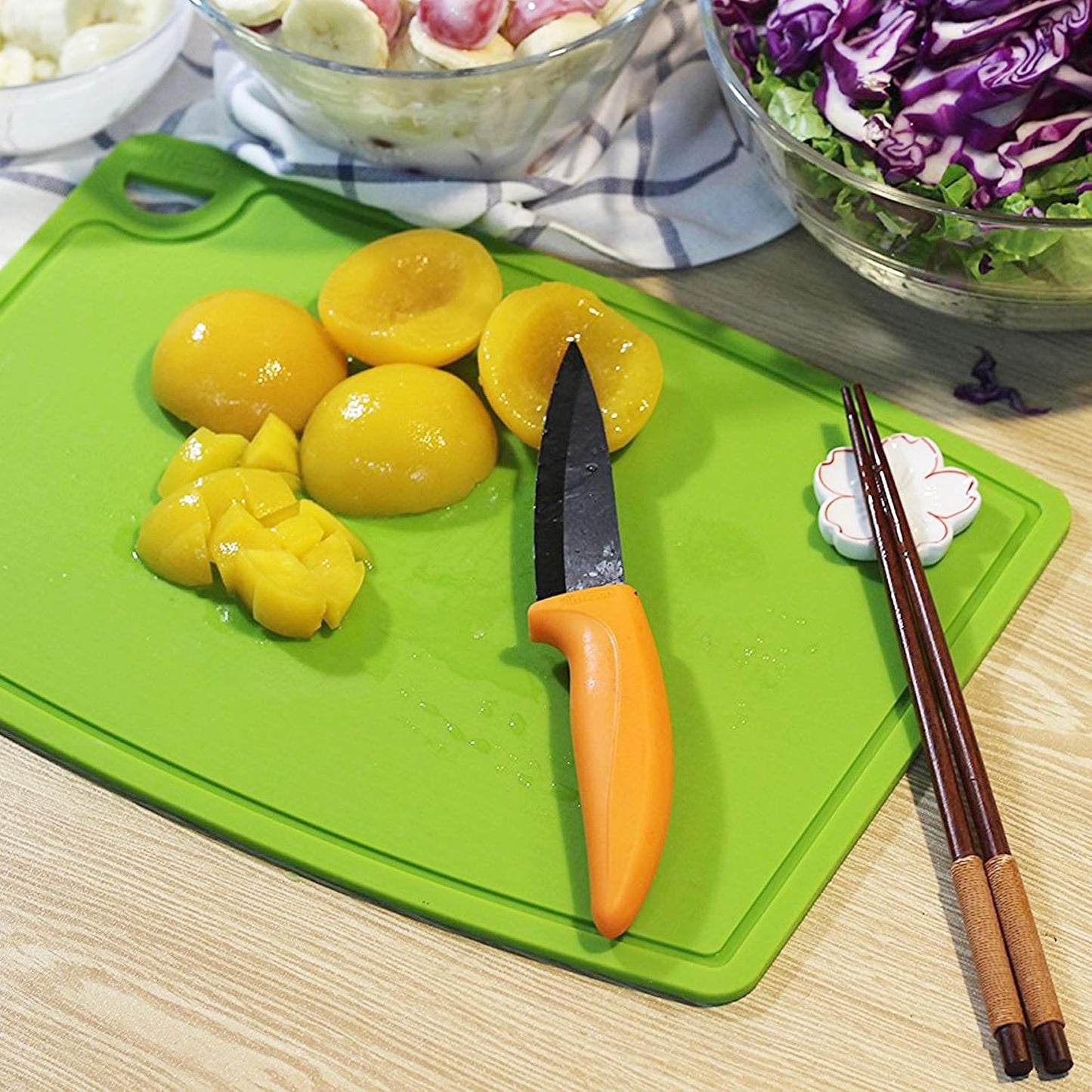 Liflicon Thick Cutting Boards for Kitchen Silicone Chopping Board Set of 2 Mid 12.6'' x 9.1”,Mini 9.1”x7.1” Non-slip Deep Drip Juice Groove Easy Grip Handle,Dishwasher Safe-Red