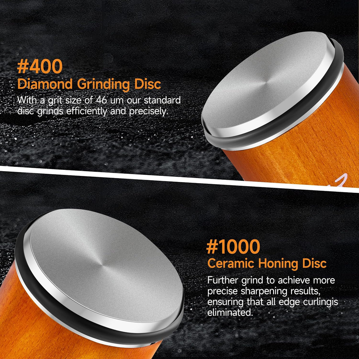 Rolling Knife Sharpener Kit with Diamond & Ceramic Discs (Brown)