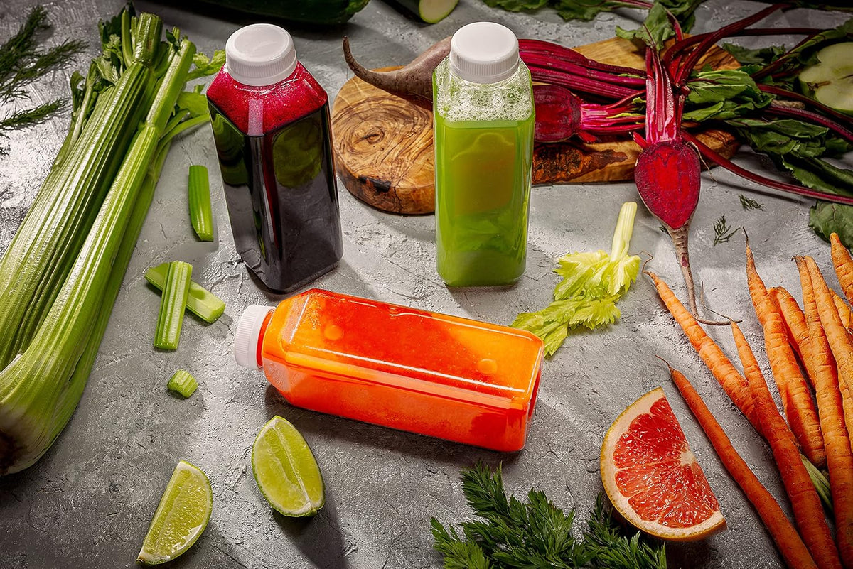 MT Products PET Plastic Juice Bottles 16 oz. - Clear Take-Out Containers (Pack of 12) - Made in USA
