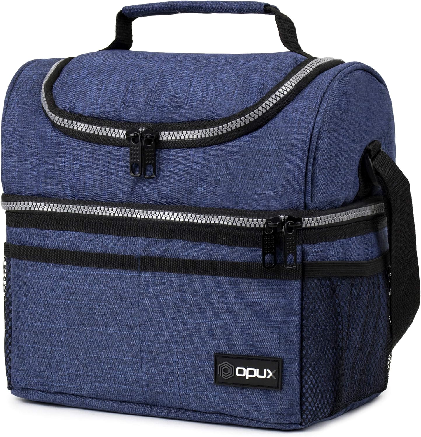 opux Insulated Lunch Bag for Men Women, Double Decker Leakproof Lunch Box Cooler Tote with Shoulder Strap, Large Lunchbox for Work School Travel Meal Prep, Adults Kids Boys Girls, Green, 16 Cans