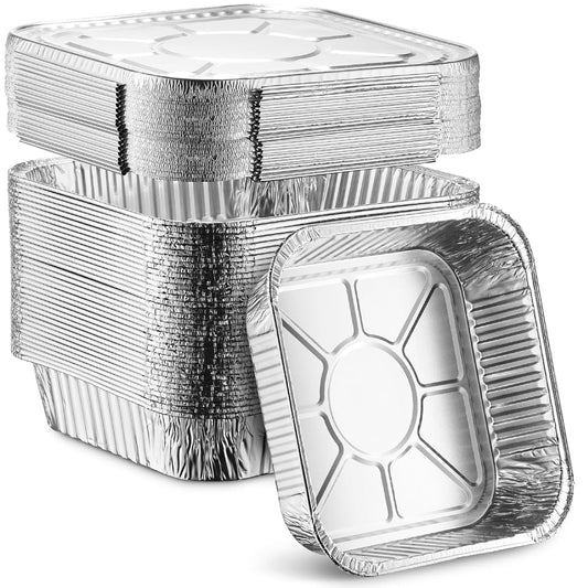 MontoPack 8” Disposable Aluminum Foil Square Baking Pans | 8 x 8 Cake Pan Tin for Broiling, Toaster Oven, Meal Prep, Roasting, Take Out | 20 Pack (8" X 8" Without Lids)