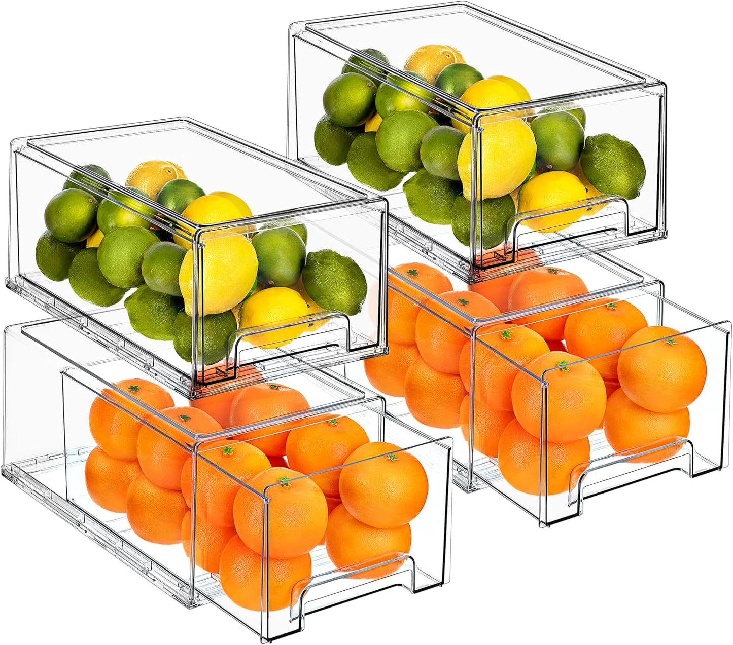 Sorbus Plastic Storage Bins Stackable Clear Pantry Organizer Box Bin for Organizing Kitchen Fridge, Food, Snack Pantry, Fruit, Vegetables, Bathroom, Wide & Narrow Deep (6 Pack)