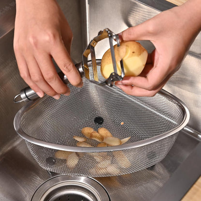Fox Run Stainless Steel Colander, 4.7 Quart Over The Sink Pasta Strainer