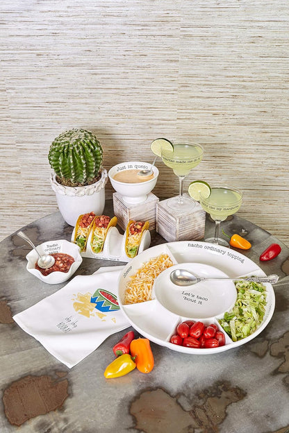 Mud Pie Taco bar Condiment Serving Platter, White