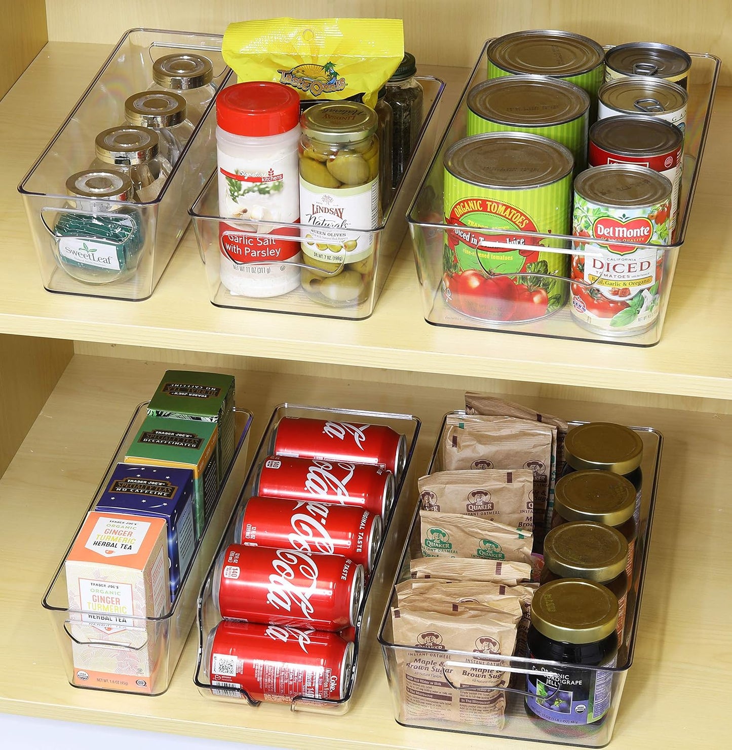 Simple Houseware 4 Pcs Pantry Clear Bin Storage Organizer, 14" x 7" x 3.75"