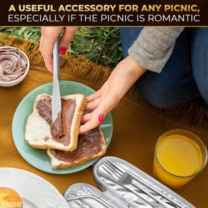 8-Piece Travel Silverware Set with Case – Stainless Steel Reusable Utensils for Camping, Picnic, Work, Lunch Box, and Travel Dishwasher Safe, Compact and Portable – Great for On-the-Go Meals