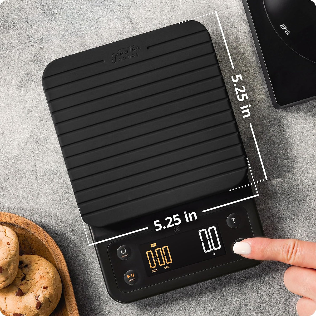 Greater Goods Coffee Scale with Timer, 0.1g Precision for Espresso & Matcha