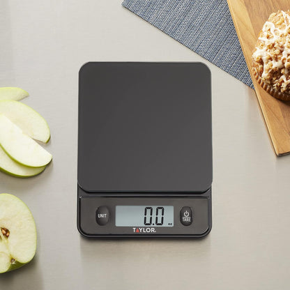 Taylor Digital Kitchen Food Scale with Black Glass Top - 11 lb Max Capacity