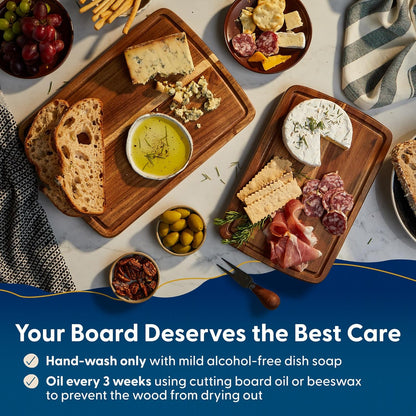 Sonder Los Angeles Doheny Wood Cutting Board Set | Acacia Edge Grain Cutting Board for Kitchen with Juice Groove | Perfect for Compact Daily Use | Gift Box Included | 14x10x1 in & 12x8x1 in