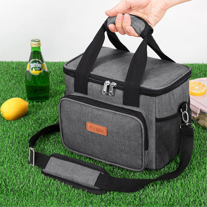 Tiblue Insulated Lunch Bag for Women/Men, Reusable Lunch Box for Office Work School Picnic,Leakproof Freezable Cooler Bag with Adjustable Shoulder Strap for Kid/Adult(Medium, Black & White Stripes)