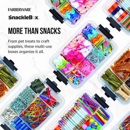 Farberware Small Build-a-Board Snacklebox with Locking Plastic Cutting Board Lid, Portable Charcuterie Storage with 7 Compartments